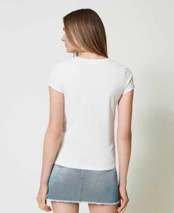 TWINSET Milano T-Shirt Slim Giglio Tigrato X Twinset Bianco Shop