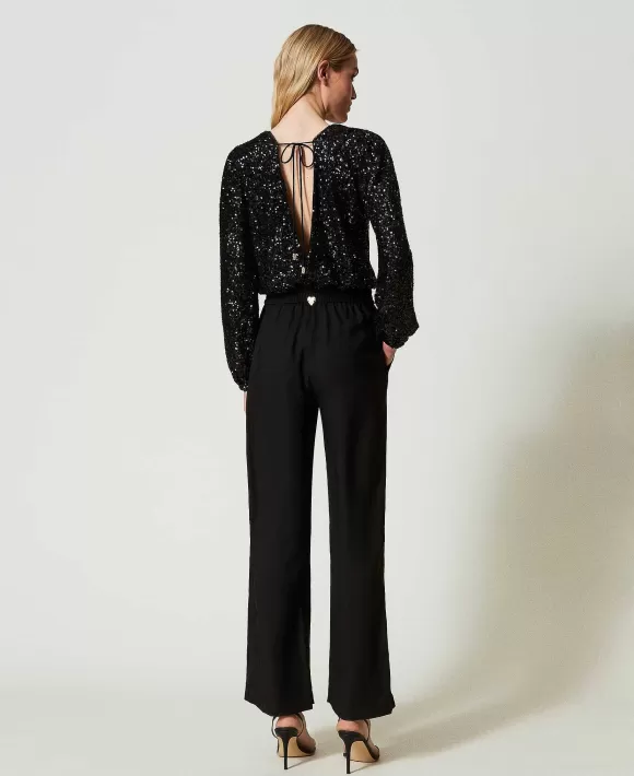 TWINSET Milano Tuta Con Full Paillettes Nero Flash Sale