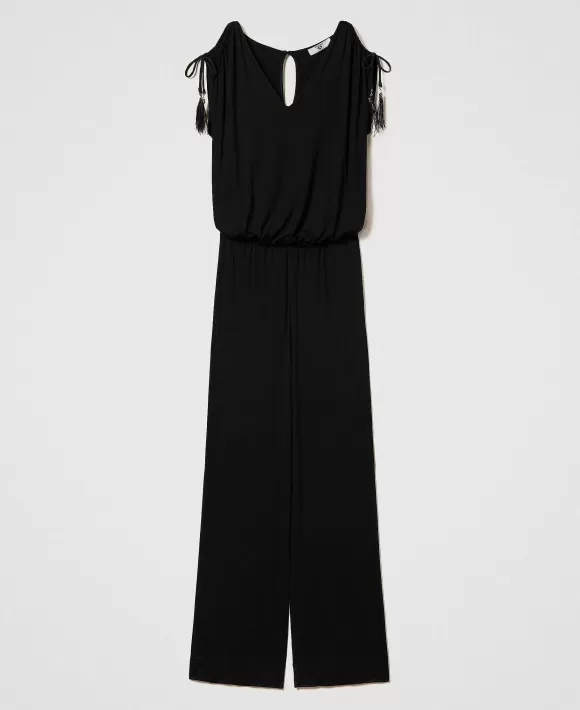 TWINSET Milano Tuta Lunga Con Spalle Regolabili Nero Flash Sale
